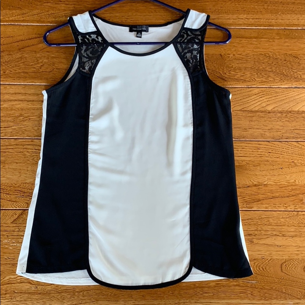 Black and Off White Sleeveless Top